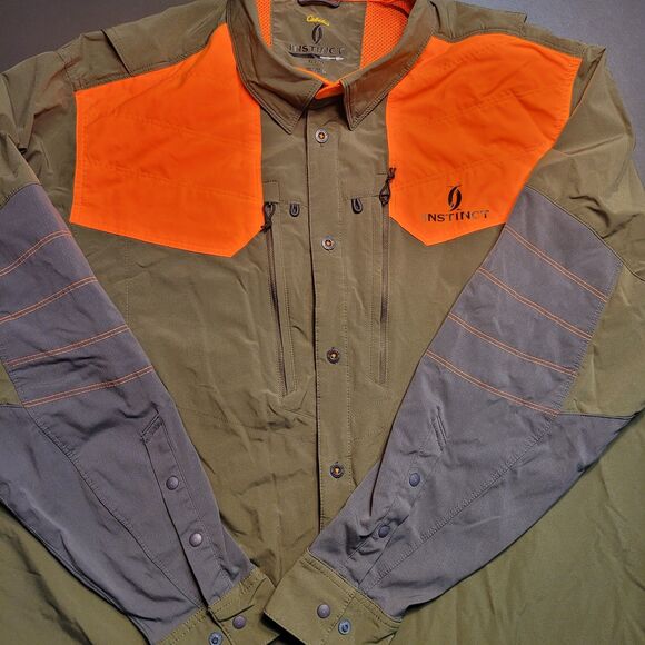 Cabela's Instinct Shirt Mens XL Orange Bird Hunting Game Long Sleeve Vented EUC - Picture 1 of 12